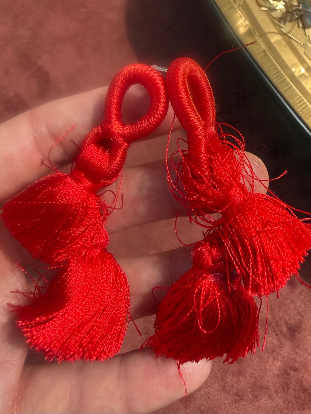 New Red Tassel Drop fabric dangle Earrings - Women Accessories